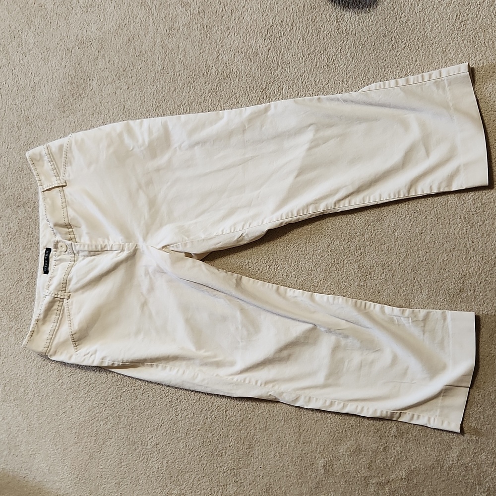 Stretch Wide-Legged Cropped Pants - 8 Cream Color
